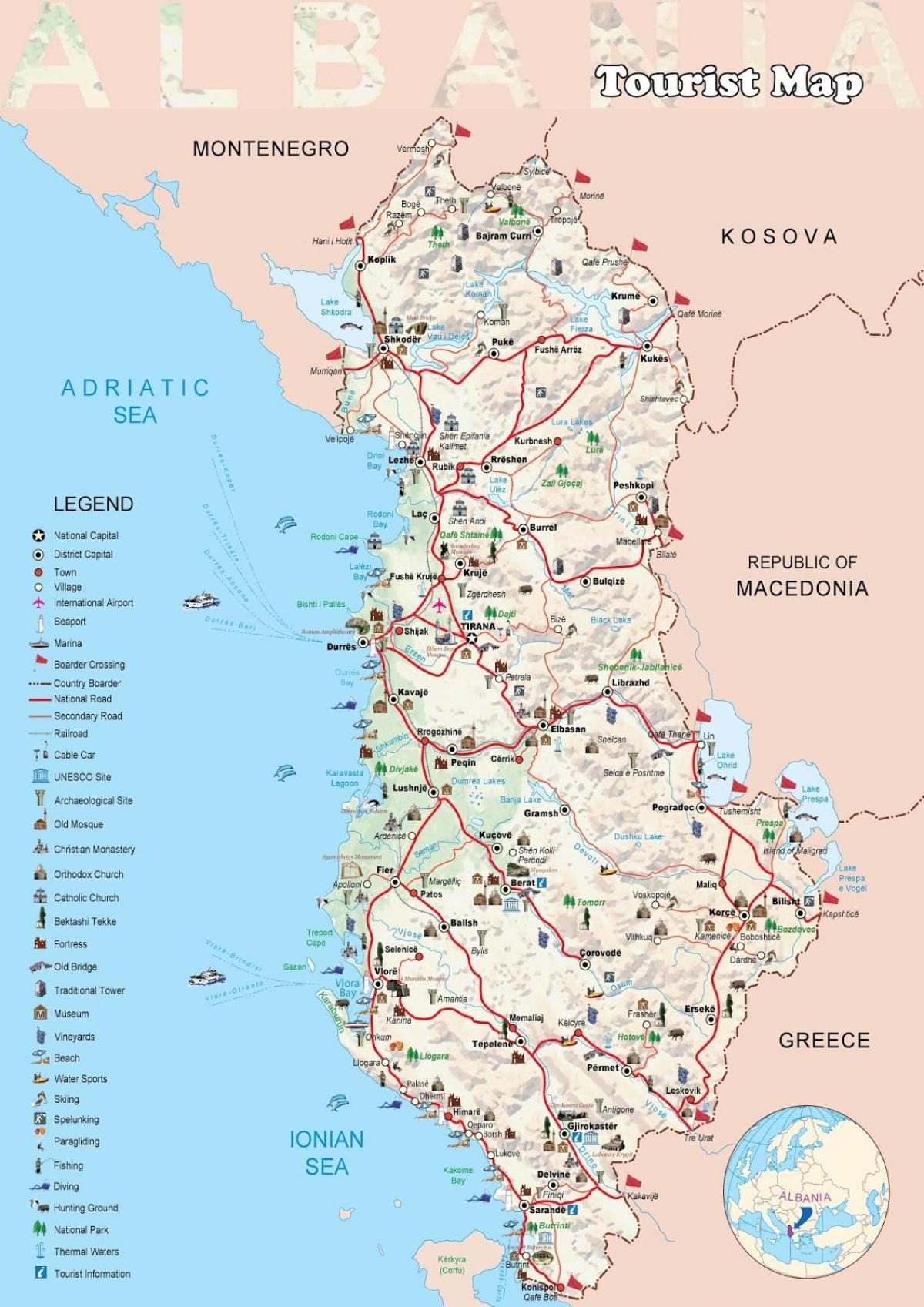 дерми xəritədə Albaniyanın
