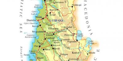 Kart fiziki xəritəsi Albaniya